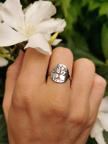 BAGUE ARBRE DE VIE ARGENTEE