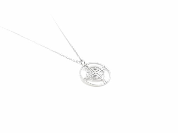 collier pendentif boussole en acier inoxydable argenté bijoux homme femme