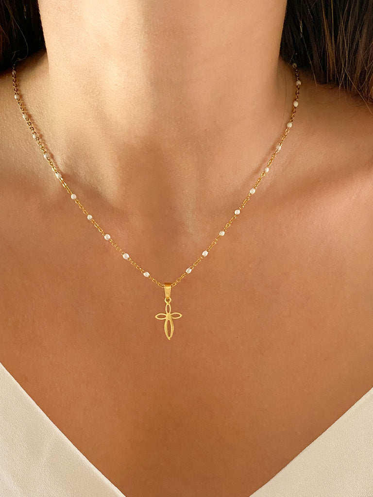 Acheter 2019 Été Collier En Or Chaîne Croix Petite Croix En Or Bijoux Religieux Collier Femme